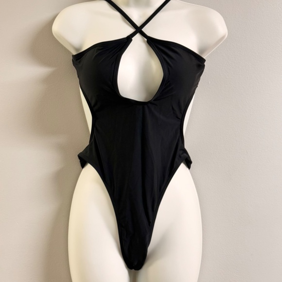 1pc Plunge Neck Backless High Waisted Swimsuit new without tag - Picture 2 of 4